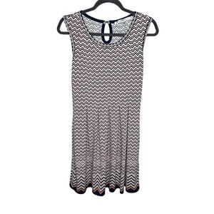Max Studio Chevron Dress S Peach Blue White Pinstripe A-Line Sleeveless Summer